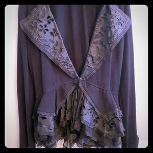 Dolce Cabo Black Lace Ruffle Peplum Top